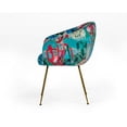 thumbnail image 3 of Benjara 25" Dining Chair- Floral Design- Gold Legs- Blue Velvet Upholstery, 3 of 6