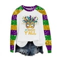 thumbnail image 2 of Jsaierl Mardi Gras Shirts for Women Funny Carnival Themed Mask Graphic Tees Soft Long Sleeve T Shirts Blouses Dressy Casual Round Neck Gifts Tops, 2 of 6