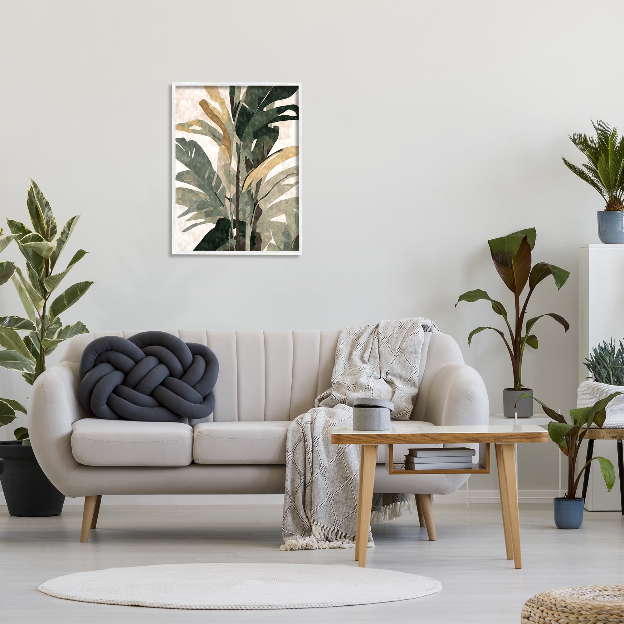 Stupell Industries Palm Plant Abstraction Botanical & Floral Painting White Framed Art Print Wall Art, 24 x 30