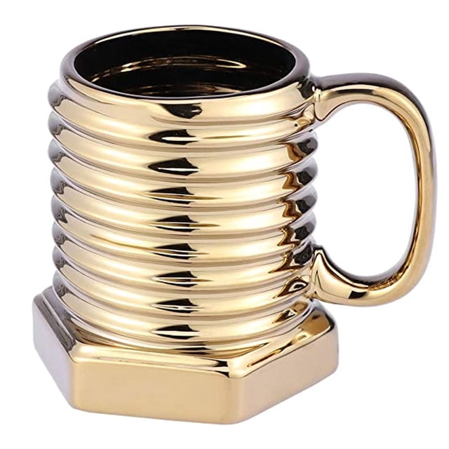 Taza de Céramica en Forma de Tornillo Dorado HappyWare