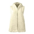 thumbnail image 4 of HAPIMO Discount Womens Fall Fashion Fuzzy Fleece Vest Coat Casual Solid Open Front Outerwear Plush Comfy Warm Hoodie Jacket Coat With Pockets Beige XL, 4 of 6