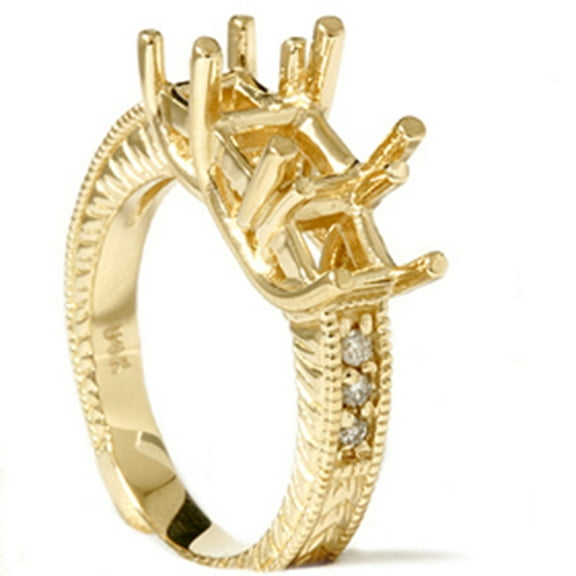 Pompeii 1/5ct Vintage Three Stone Princess Cut Diamond Setting (H,I1)