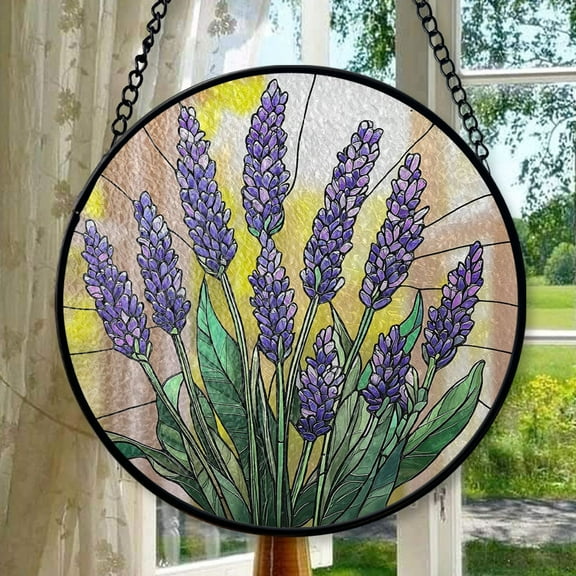Hanging Stained Glass for Windows Lavender, Festival Gift Ornament, Christmas Ornament Gift, Mother’s Day Keepsake, Valentine’s Day Decor, Keepsake 2025
