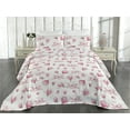 thumbnail image 2 of Ambesonne Magnolia Quilted Bedspread Set 3 Pcs, Modern Flowers Simple Art, King, Magenta Pale Pink White, 2 of 4