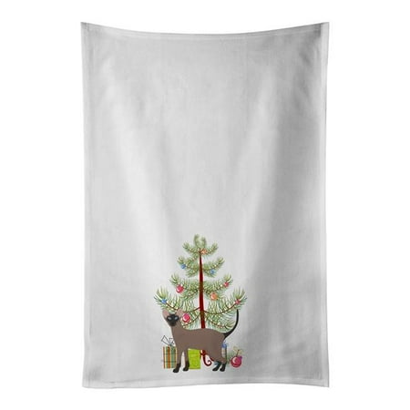 

Oriental Bicolor Cat Merry Christmas White Kitchen Towel Set of 2 19 in x 28 in