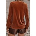 thumbnail image 3 of a.Jesdani Chic Chestnut Velvet Top - Zip V Neck, S to XL Sizes!, 3 of 8