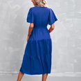 thumbnail image 3 of B91xZ Robes Décontractées pour Femmes Col en V Profond Manches Courtes Longue Robe de Soirée Maxi Robes de Mariage, BU1 L, 3 of 4