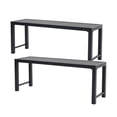 thumbnail image 2 of Outdoor Metal Garden Bench Set of 2, Patio Backless Bench, Weatherproof Park Benches for Gardens, Patios​, Black, 2 of 5