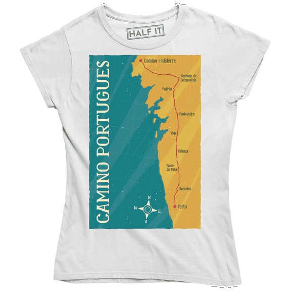 Camino Portugues Beautiful Cool Map Women's Travel Tourist T-Shirt