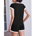 thumbnail image 2 of Ekouaer 2 Piece Sets for Women Summer Outfits Cute Stripe Knit T Shirts Shorts Matching Lounge Set, 2 of 6