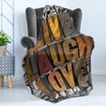 thumbnail image 4 of Live Laugh Love Soft Flannel Fleece Throw Blanket, Saying Promoting the Values of Human Life in Colorful a Pattern, Cozy Plush for Indoor and Outdoor Use, 60" x 80", Multicolor, by Ambesonne, 4 of 5