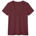 thumbnail image 4 of Tisuna Women'S T-Shirts Casual Solid Color Short Sleeved V Neck Base Layer Shirt Soft Classic Ladies School Work Summer Outfits Size L, 4 of 4