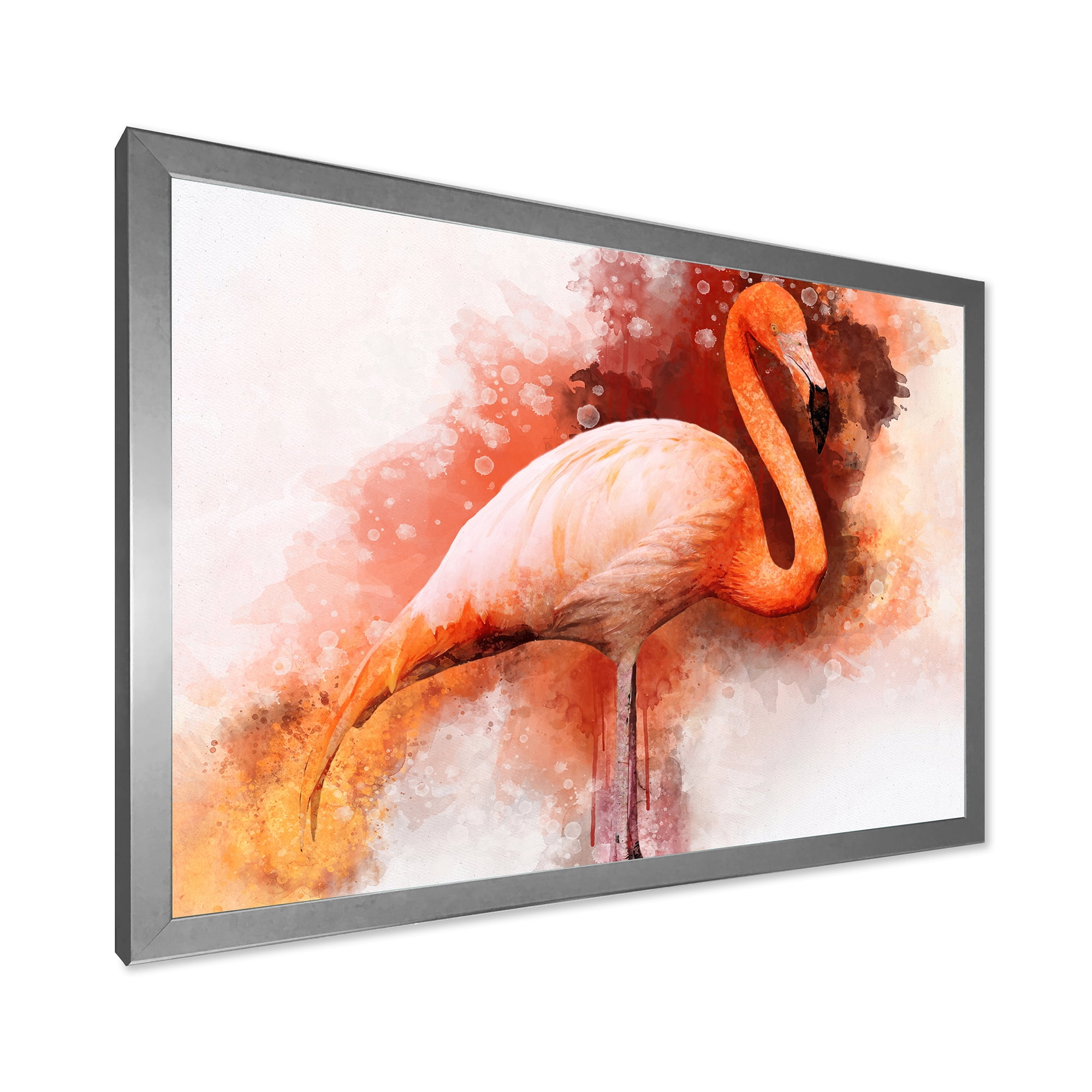 Designart 'Abstract Portrait of Pink Flamingo II' Farmhouse Framed Art Print