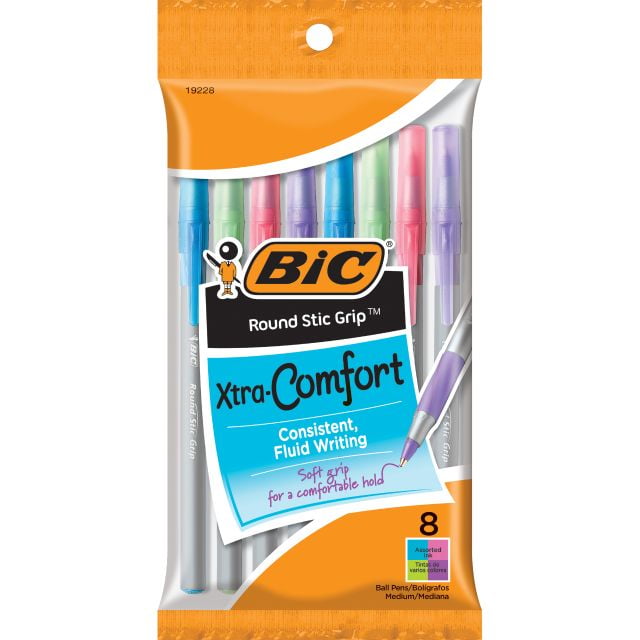 Assorted Fashion Colors 70330192287 BIC Round Stic Grip Xtra Comfort Fashion Ballpoint Pens 