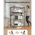 thumbnail image 3 of VEVOR 4-Tier Foldable Storage Shelf, 36W x 21D x 60H Inch Folding Metal Rack Shelving Unit, No Assembly Organizer Shelf with 5 Wheels & 4 Hooks for Pantry, Kitchen, Garage, Basement, Black, 3 of 9