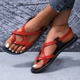 thumbnail image 5 of Sandals for Women Flat Heel Open Toe Casual Versatile Solid Color Ankle Strap Women Footwear Women's Fashionable Casual Versatile Summer Fashion Beach Shoes Red 5.5, 5 of 8