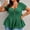 Green, variant on Plus Size Women Sexy Half Zip Up Low Cut Short Sleeve Ruffle Babydoll Peplum Tops