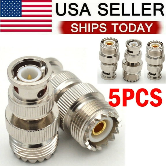 5PC BNC Male Plug To UHF PL-259 SO239 Female RF Coaxial Adapter Cable Connector