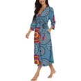 thumbnail image 2 of Peignoir pour Femme Léger à Manches 3/4, Robe de Chambre Kimono à Col en V, Longue Tenue de Nuit, Bleu Mélangé, 2 of 5