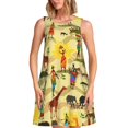 thumbnail image 1 of Easygdp Ethnic African para Vestido Transpirable de Mujer, Vestido Suelto de Manga Corta con Pliegues y Bolsillos para el Verano, 1 of 7
