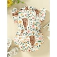 thumbnail image 3 of Coduop Baby Girls Romper,Fly Sleeve Turn-down Collar Button Closure Cactus Cow Print Bodysuit, 3 of 9