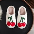 thumbnail image 4 of Willtoo Winter Warm House Cherry Slippers for Women Indoor Cute Plush Fuzzy Cozy Home Bedroom Shoes Slip On Non Slip Sole Gifts, 4 of 4