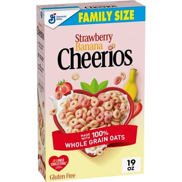Strawberry Banana Cheerios, Heart Healthy Gluten Free Breakfast Cereal, Family Size, 19 oz