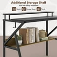thumbnail image 2 of Demi Bonn Space-Saving Computer Desk, Anti-Falling Backboard, Removable Hook, with Monitor Stand and Extra Storage Shelf for Work Study-Black, 2 of 7