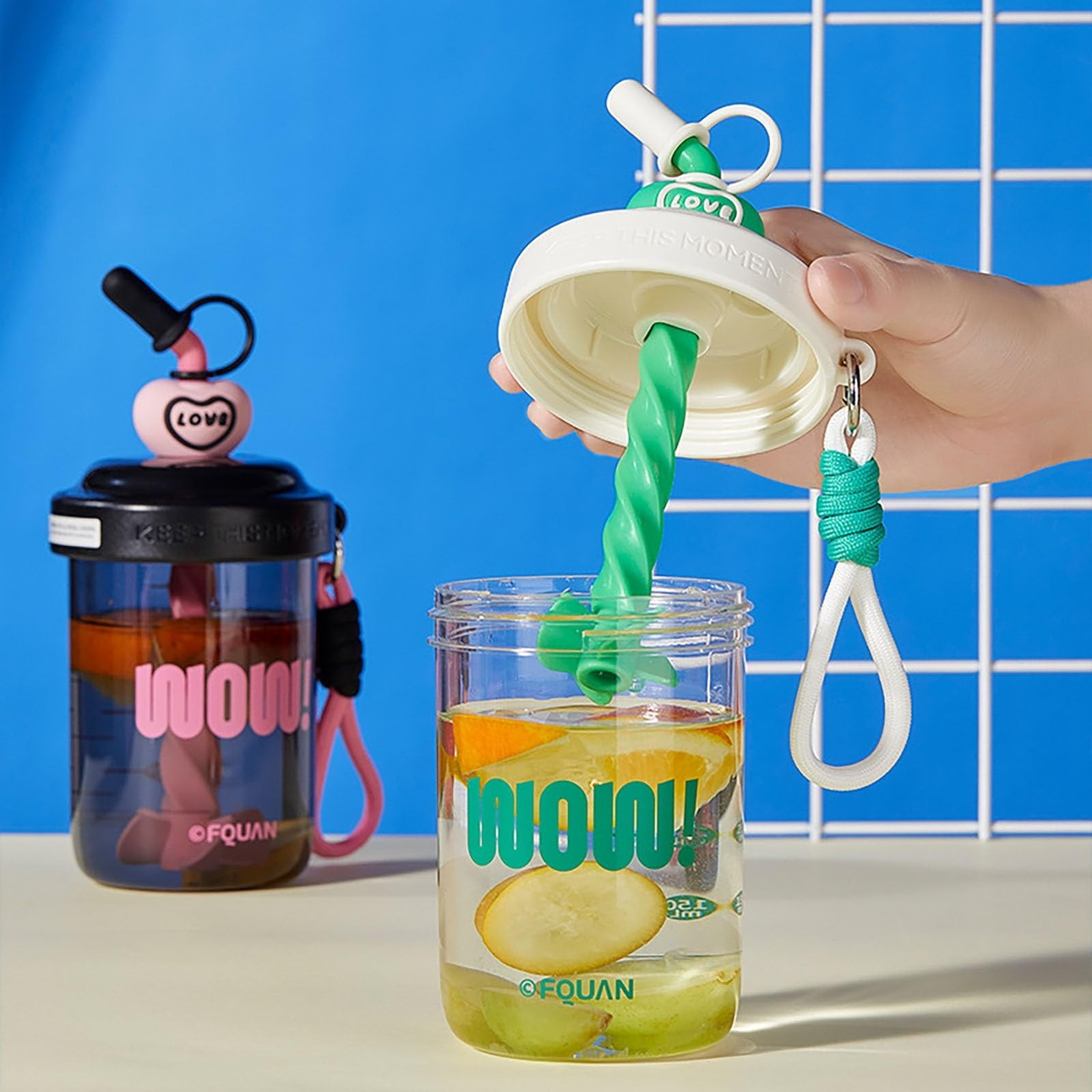 Wow Stirring Cup, High - Aesthetic Summer Straw Water Bottle With Stirring Function, Portable Heat - Resistant Large - Capacity Design For Girls, Students, Daily Use, Travel