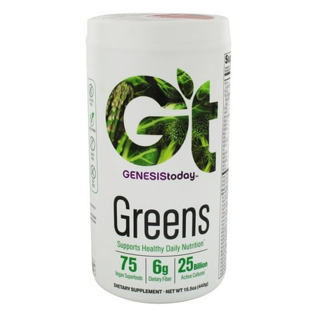 Genesis Today - Verts 25 milliards Probiotiques de graines de lin et spiruline - 15,5 oz Anciennement GenEssentials Verts