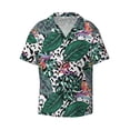 thumbnail image 2 of Lsque Tropical Leaves print Men's Cuban Collar Short Sleeve Shirt Summer Beachwear Casual Button Down Fashionable Vacation Leisure Shirt-Large, 2 of 7