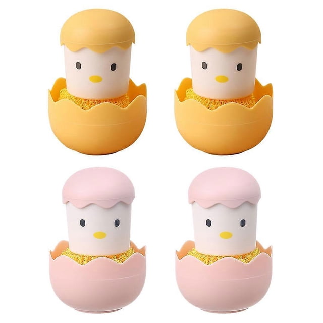 Kitchen Cleaning Brush Cartoon Chick Pot Brush for Cleaning 4Pcs Supply