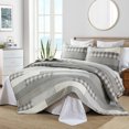 thumbnail image 2 of DUOHONG King Quilt Set 100% Cotton Farmhouse Lightweight Bedding Set, Grey/Cream, 106"W x 98"L, 2 of 8