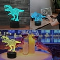 thumbnail image 3 of 2pcs 3D Dinosaur Night Light + Triceratops Rex Led Lamp Illusion Tyrannosaurus Lamp 16 Color Change Remote Control Lights for Bed Living Room Kids Girls Boys Xmas 737, 3 of 7