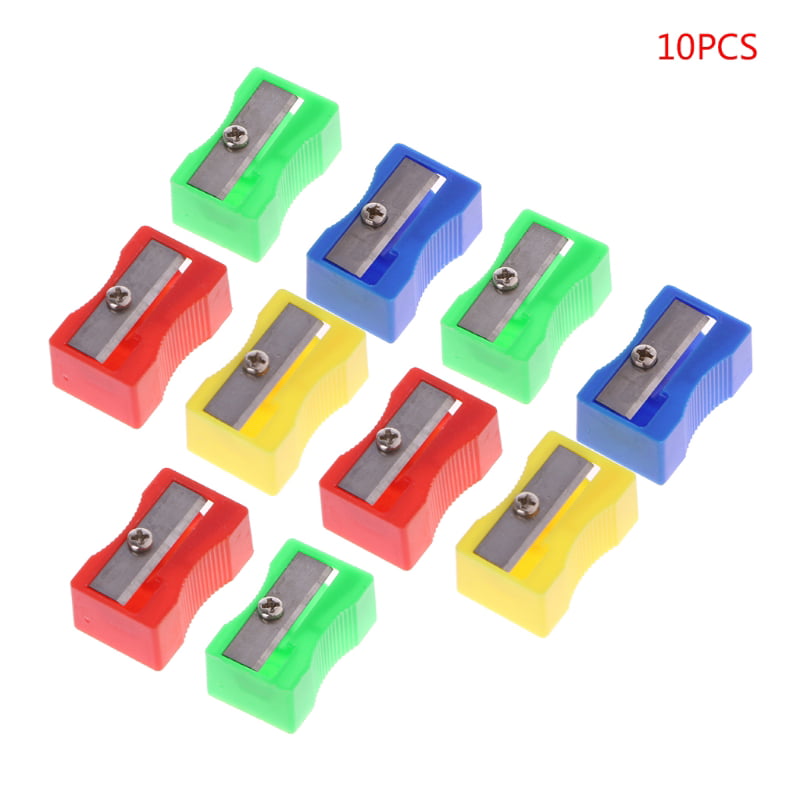 10pcs Plastic Simple Style Solid Color Pencil Sharpeners Stationery Cutter Tool 