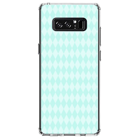DistinctInk Clear Shockproof Hybrid Case for Samsung Galaxy Note 8 - TPU Bumper, Acrylic Back, Tempered Glass Screen Protector - Teal Diamond Pattern