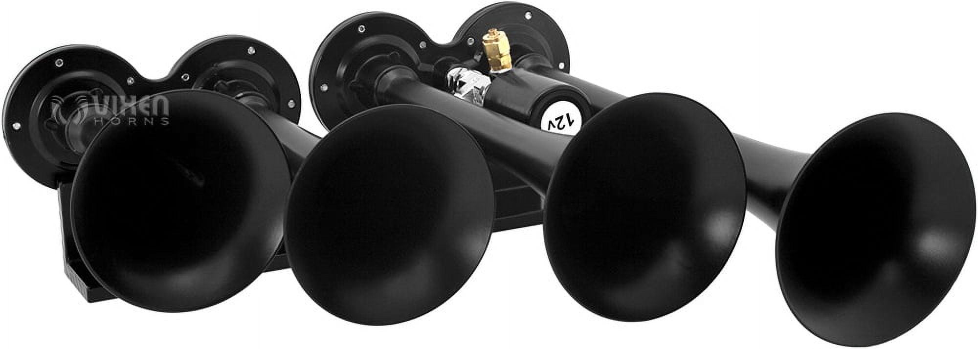 Vixen Horns Train Horn Kit for Trucks/Car/Semi. Complete Onboard System- 200psi Air Compressor, 2.5 Gallon Tank, 4 Trumpets. Super Loud dB. Fits Vehicles like Pickup/Jeep/RV/SUV 12v VXO8325/4124B
