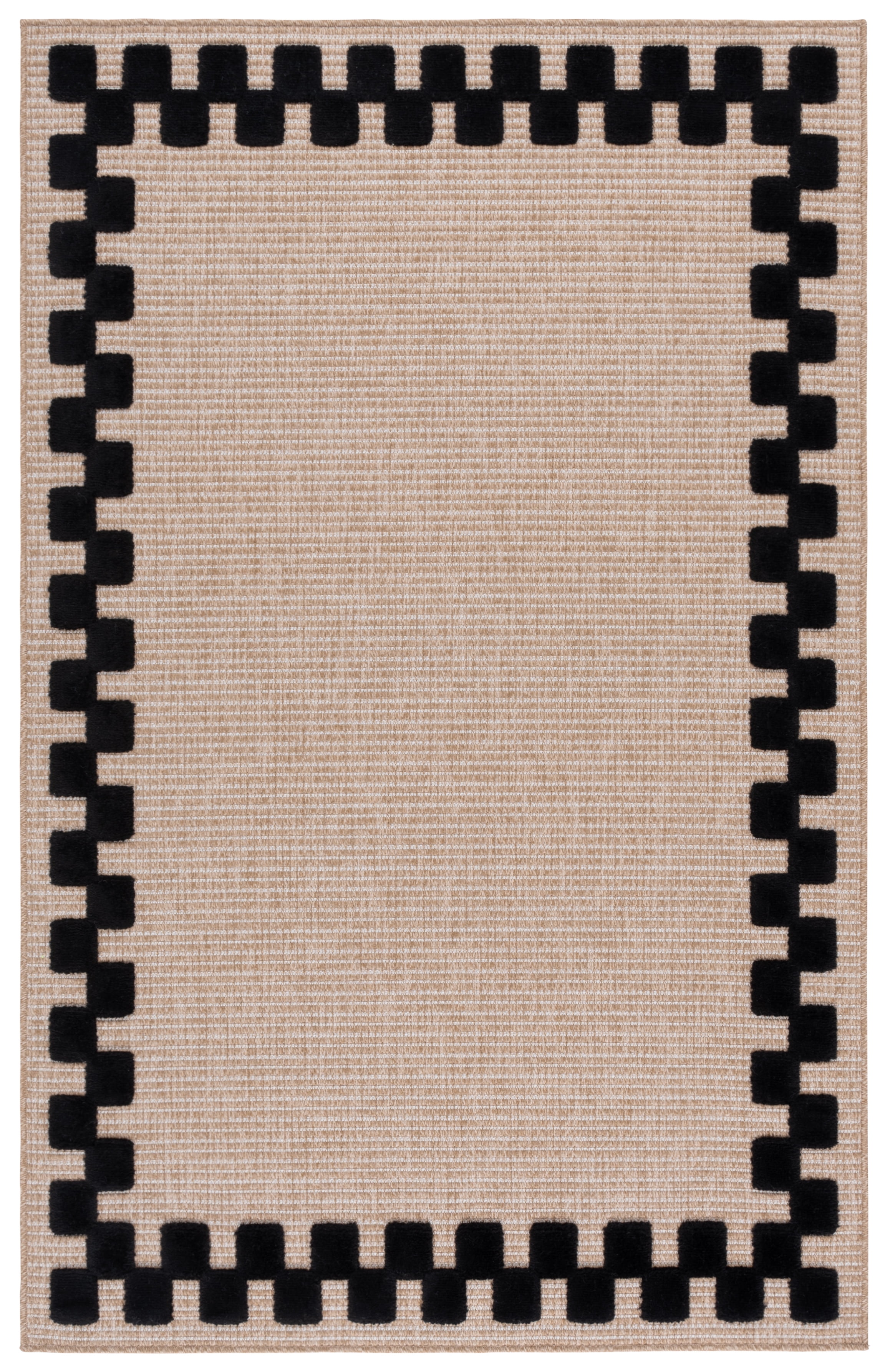 Safavieh Clayton Hervey Bordered Indoor/Outdoor Area Rug, Natural/Black, 4' x 6'