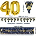 thumbnail image 3 of SPECOOL 40th Birthday Decorations for Men Husband Boyfriend, 40th Birthday Party Kit with Navy Blue Gold Happy 40th Birthday Banner, Navy Blue Gold Confetti Balloons Triangle Flag Banner Number 40 Bal, 3 of 8