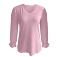 thumbnail image 5 of Womens Shirts Womens Tops 2026 Womens Long Sleeve Eyelet Tops Dressy Casual Blouse Lace Trimmed V Neck Shirt 2024 Fall Outfit Clothes, 5 of 6