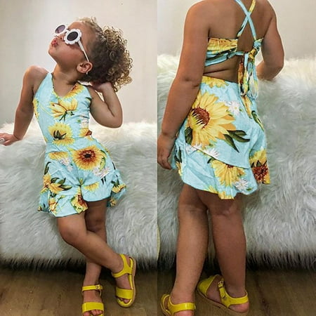 

Hunpta Toddler Baby Kids Girls Sleveless Polka Sunflowers Suspenders Romper Jumpsuits