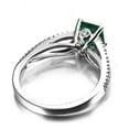 thumbnail image 3 of Perfect Twin Row 2 Carat Green Emerald 6mm Princess Cut And Moissanite Diamond Engagement Ring in 10k White Gold, 3 of 4