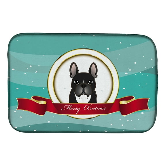 French Bulldog Merry Christmas Dish Drying Mat
