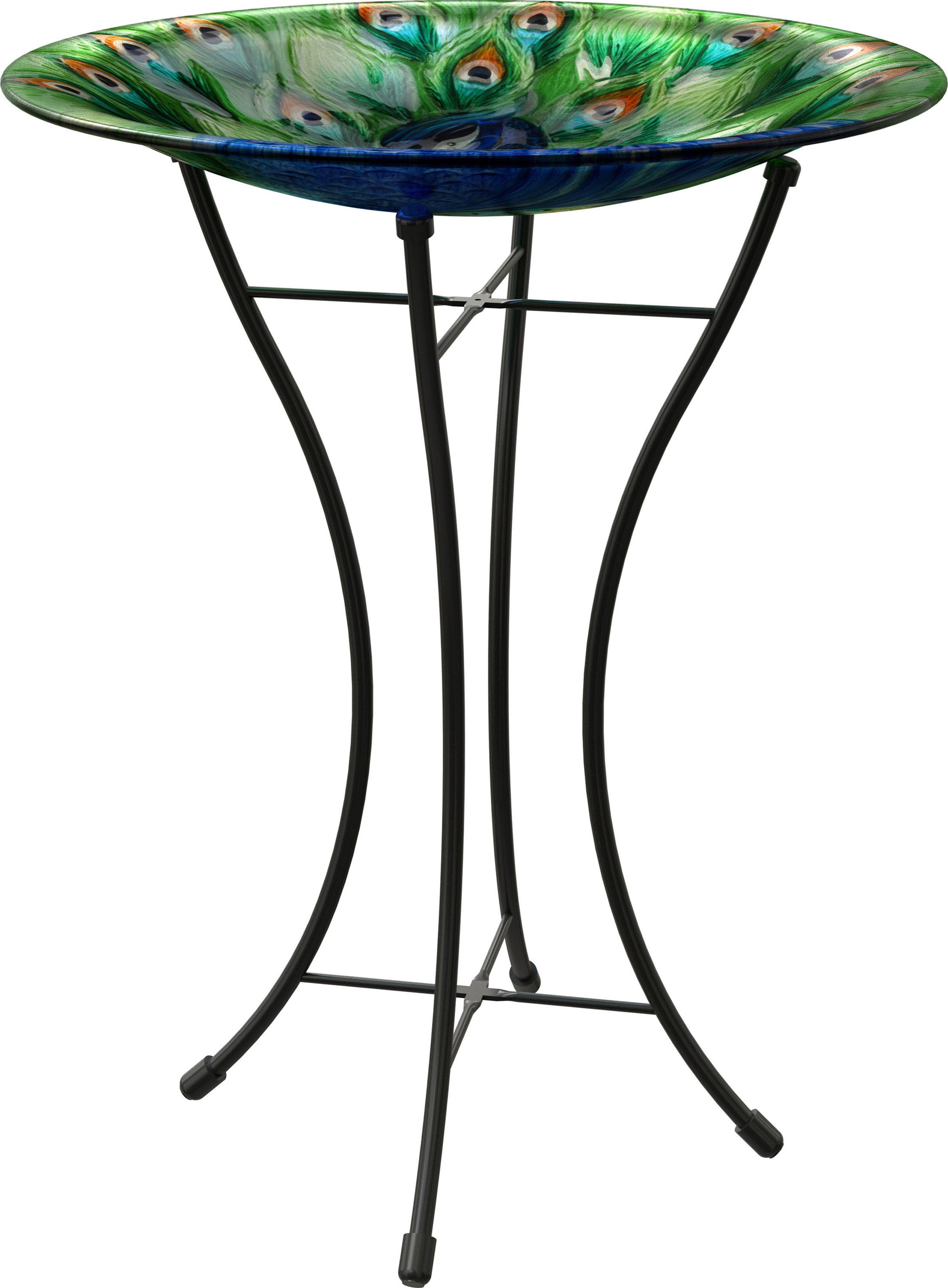 PEACOCK GLASS Birdbath WITH STAND by PANECEA