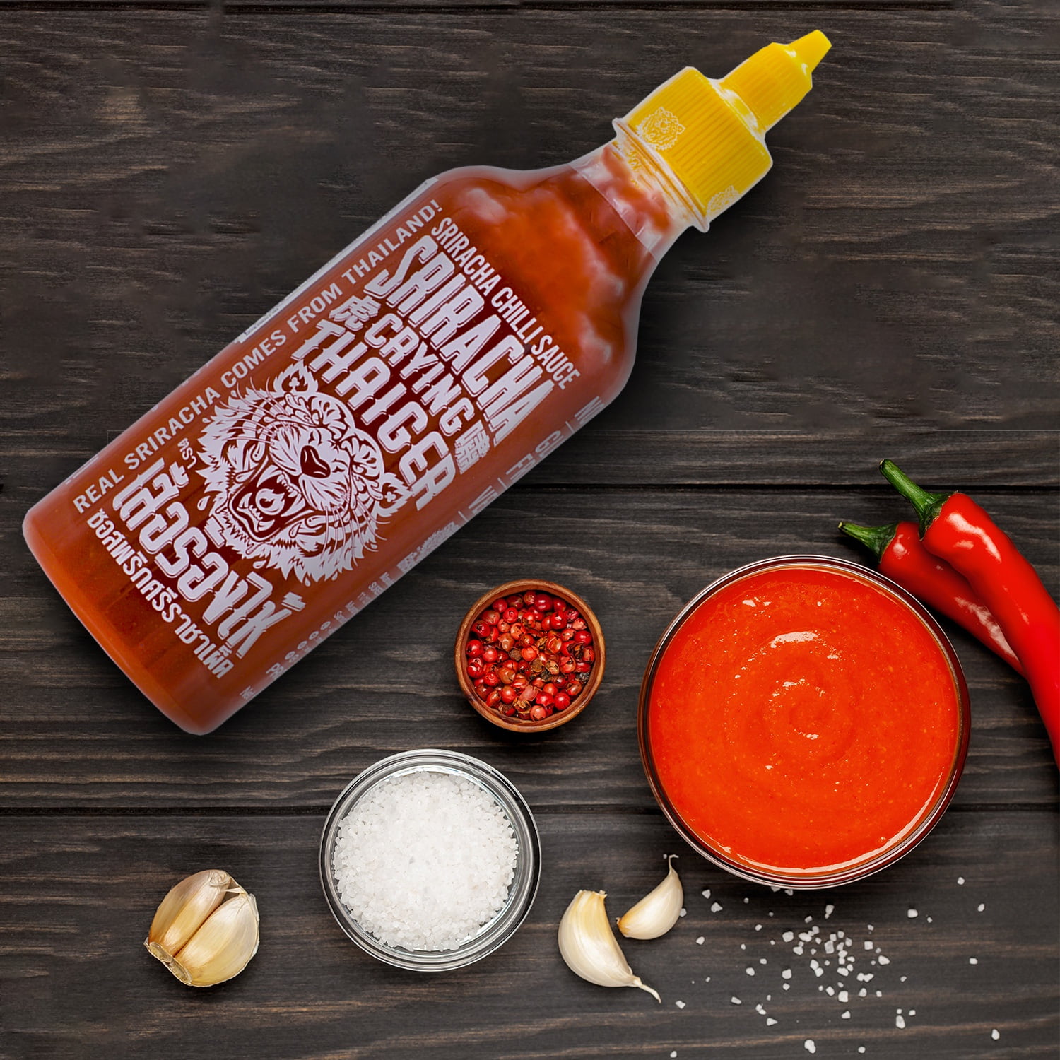 (2 pack) Crying Thaiger Authentic Sriracha Sauce 17 oz Squeeze Bottle, Original Flavor
