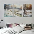 thumbnail image 3 of Nawypu  Canvas Wall Art Minimalism Landscape Painting White Winter, Painting Artwork Framed 12''x16''X3 Panels, 3 of 4