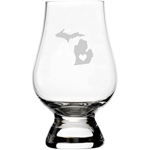 Michigan Heart States Etched 6.5oz Glencairn Whisky Glass