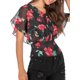 thumbnail image 5 of Blusa estampada para mujer Mangas de murciélago Cuello en V Blusas de gasa casuales Abanopi Jerseys de mujer, 5 of 7