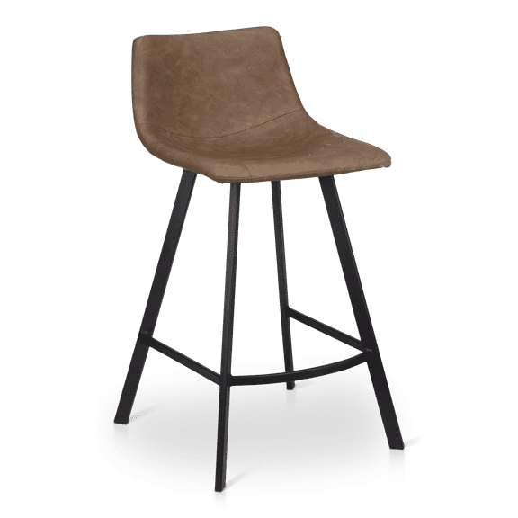 Bouclair Caramel Faux Leather and Metal Bar Stool