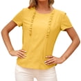 thumbnail image 4 of Camiseta de mujer Verano Cuello redondo Manga corta Casual Top suelto, Amarillo, XL Noticed AP001321-08, 4 of 7